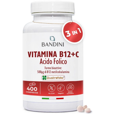 Витамин Б12 с фолиева киселина и витамин Ц - 400 таблетки | Bandini Pharma - Италия
