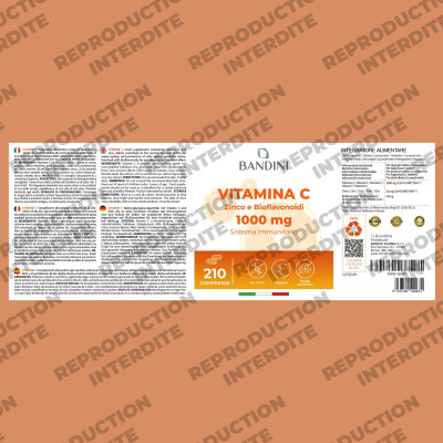Витамин Ц с цинк и биофлавоноиди - 210 таблетки | Bandini Pharma - Италия