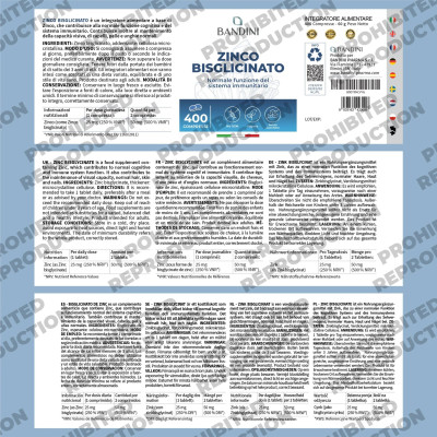 Цинк бисглицинат 25mg - 400 таблетки | Bandini Pharma - Италия