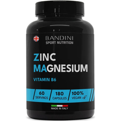 ZMA - Цинк, Магнезий и витамин Б6 - 180 капсули | Bandini Pharma - Италия