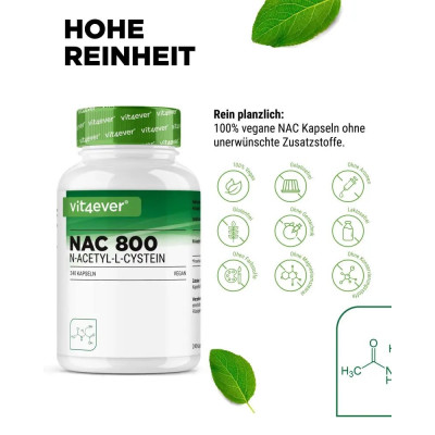 NAC (N-Acetyl-L-Cystein) 800mg | Vit4ever - Германия