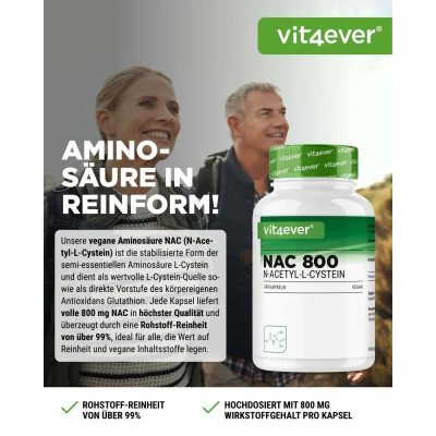 NAC (N-Acetyl-L-Cystein) 800mg | Vit4ever - Германия