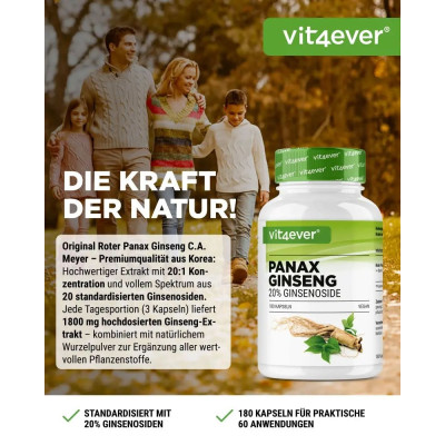 Корейски женшен 600 mg / Roter Panax Ginseng - 180 капсули