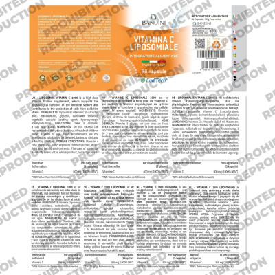 Липозомен витамин Ц 500mg - 180 капсули | Bandini Pharma - Италия