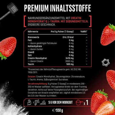 Креатин монохидрат (3gr) с таурин - ЯГОДА | German Elite Nutrition