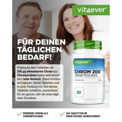 Хром пиколинат 200mcg - 365 таблетки | Vit4ever - Германия