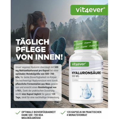 Хиалуронова киселина 500mg - 120 капсули | Vit4ever - Germany