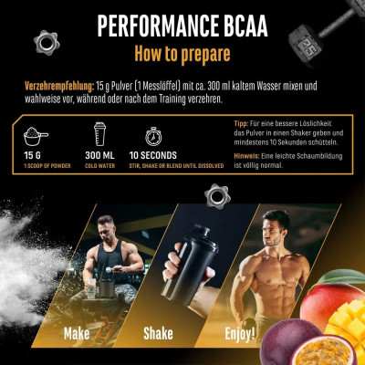 BCAA 2:1:1 прах - манго и маракуя, 450 г| German Elite Nutritin - Германия