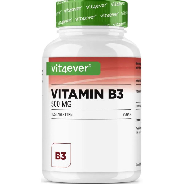 Витамин B3 (никотинамид)  500 мг  - 365 таблетки | Vit4ever- Германия