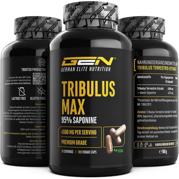 ТРИБУЛУС МАКС (екстракт от бабини зъби) 750mg - 180 капсули | German Elite Nutrition
