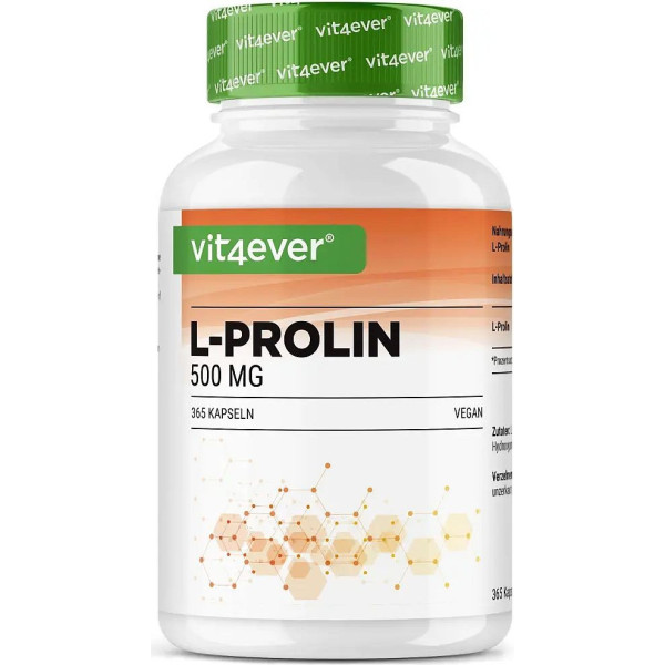 L-prolin / Л-пролин 500mg - 365 капсули | Vit4ever - Германия
