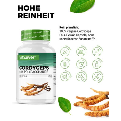 Гъби Кордицепс екстракт 650mg - 180 капсули | Vit4ever - Германия