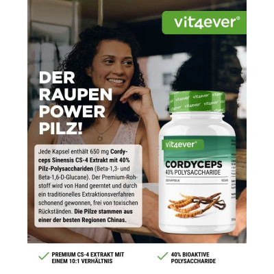 Гъби Кордицепс екстракт 650mg - 180 капсули | Vit4ever - Германия
