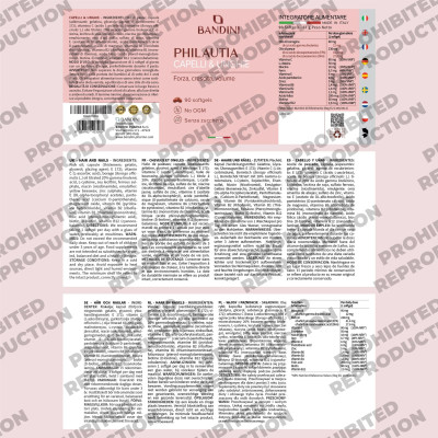 Формула за здравето на косата, кожата и ноктите - 90 меки капсули | Bandini Pharma - Италия