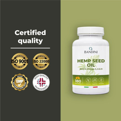 Конопено масло 1000mg - 180 меки капсули | Bandini Pharma - Италия