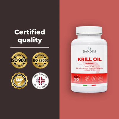 Масло от крил (Омега-3) 500mg - 90 меки капсули | Bandini Pharma - Италия