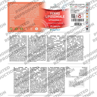 Липозомно желязо 30mg с комплекс от витамини - 60 капсули | Bandini Pharma - Италия