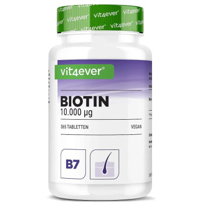 Биотин 10,000 mcg - 365 таблетки | Vit4ever - Германия