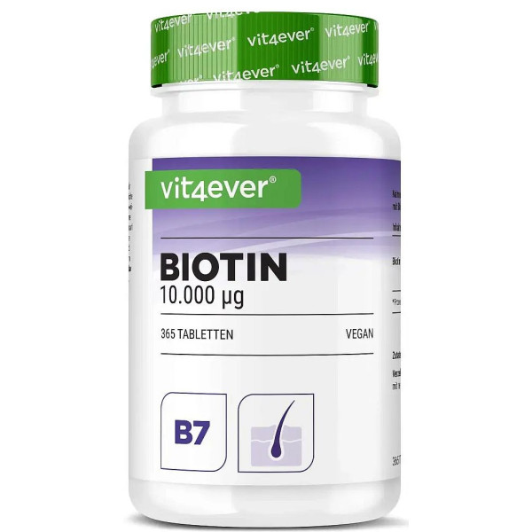 Биотин 10,000 mcg - 365 таблетки | Vit4ever - Германия