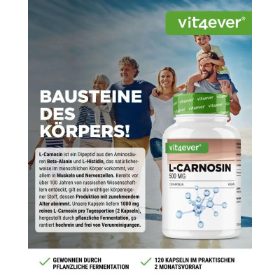 Л-карнозин / L-Carnosin 500mg - 120 капсули | Vit4ever - Германия