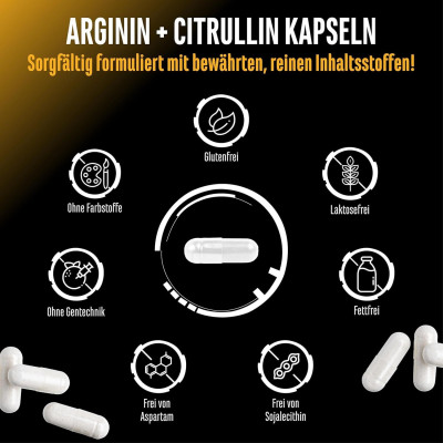 Аргинин + Цитрулин 1100mg на капсула - 320 капсули | German Elite Nutrition - Германия