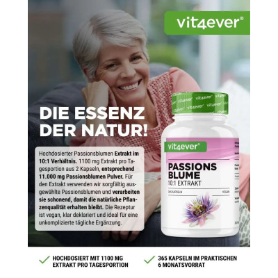 Пасифлора екстракт 10:1, 550mg - 365 капсули | Vit4ever
